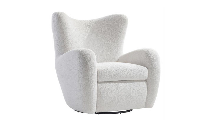 Bernhardt Silvi Fabric Swivel Chair in White