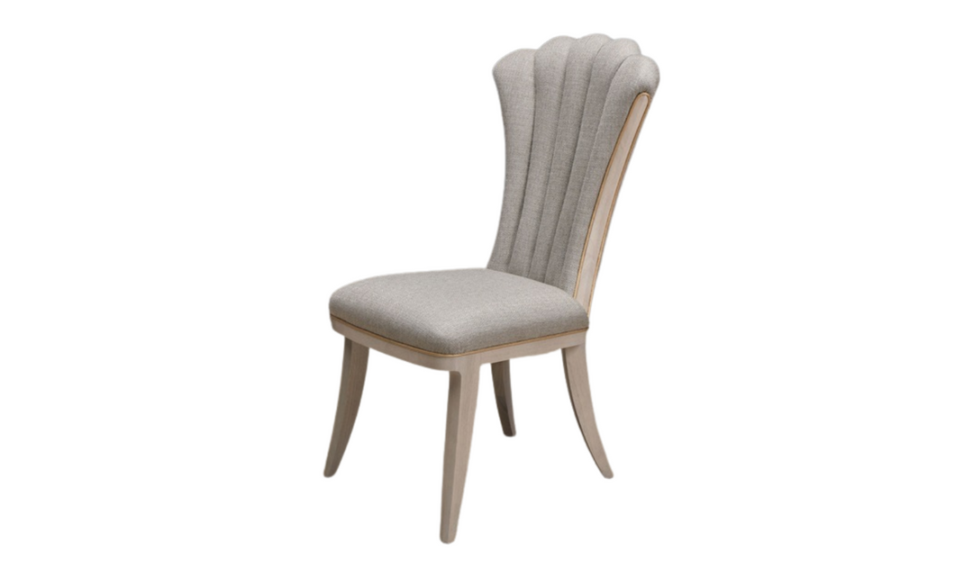 AICO Fantosini Sculpted Gray Side Chair with Tufted Cushions