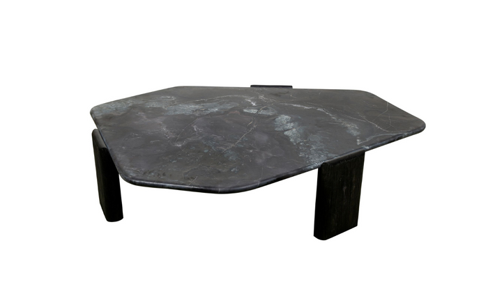 HTD Breton 64" Hexagonal Coffee Table with Lava Marble Top- Jennifer Furniture