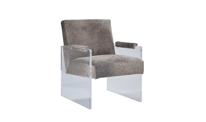 Brickell Leather Upholstered Accent Chair in Natural Gray