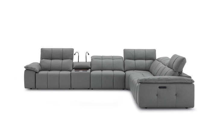 Beaumont 6 Pieces Leather Power Recliner Sectional Sofa in Premium Leather- Jennifer Furniture