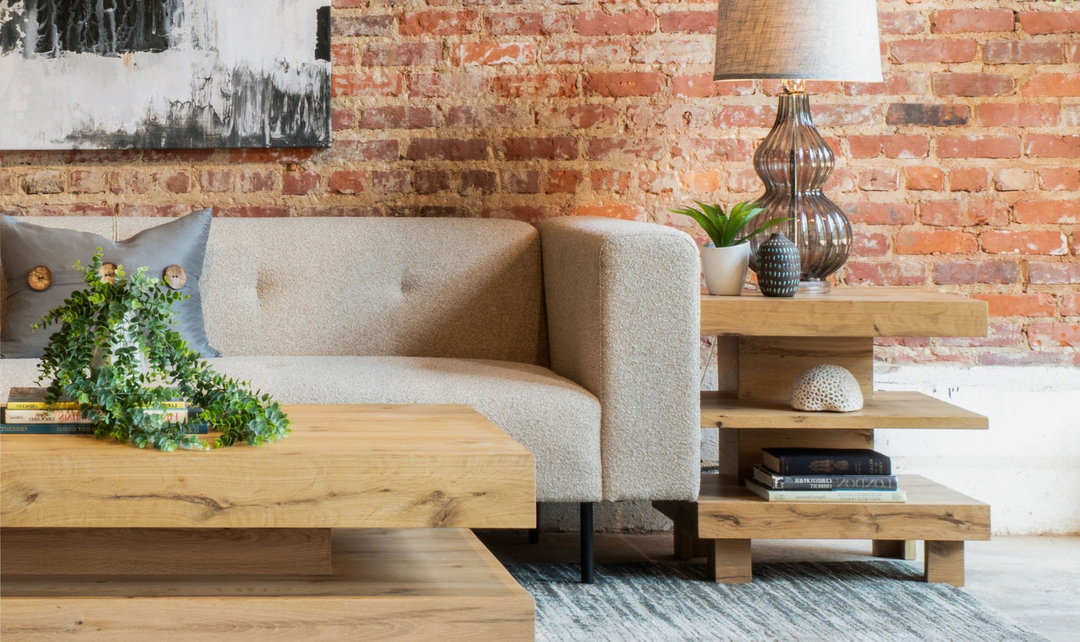 HTD Flagstaff Three-Tier Shelf Side Table in Natural Distressed Oak- Jennifer Furniture