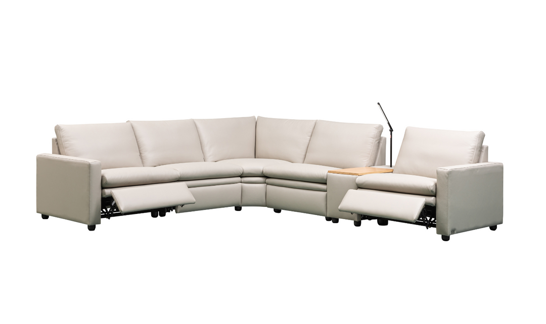 Klaussner Roma 6 Piece Beige Leather Power Reclining Sectional Sofa