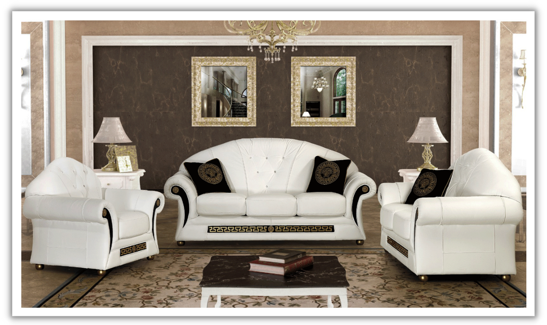 ESF Italia Prestige Leather Living Room Set (Sofa + Loveseat + Chair)-Jennifer Furniture