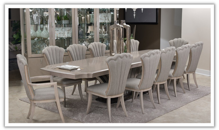 AICO Fantosini Large Dining Table with Silver Base