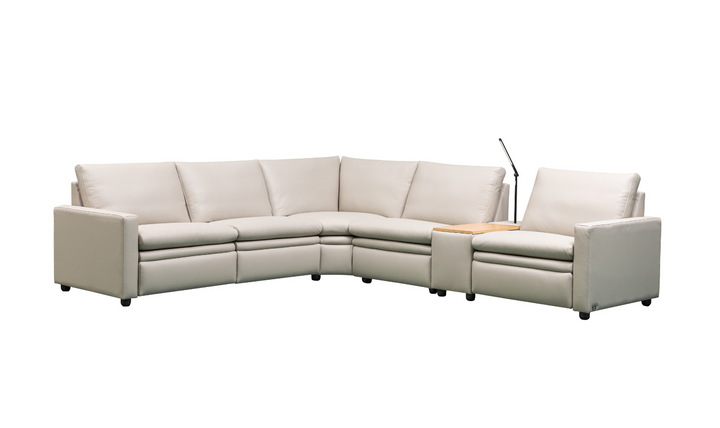 Klaussner Roma 6 Piece Beige Leather Power Reclining Sectional Sofa