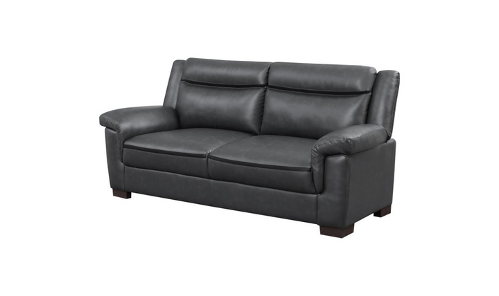 Coaster Arabella 2-Seater Leather Stationary Sofa in Gray- Jennifer Furniture