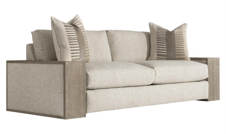 Bernhardt Kali Beige Fabric Loveseat with Square Arms