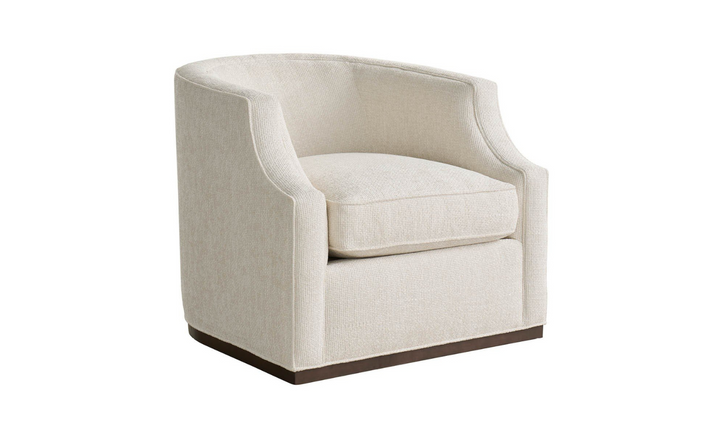 Universal Furniture Sara Curved Fabric Swivel Chair in White