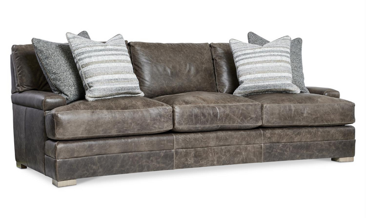 Bernhardt Burnham 3-Seater Leather Sofa in Distressed Brown