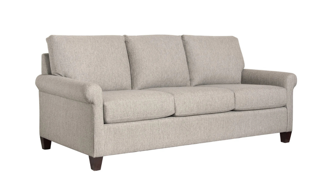 Bassett Spencer Casual Sofa with Rolled Arms- Jennifer Furniture