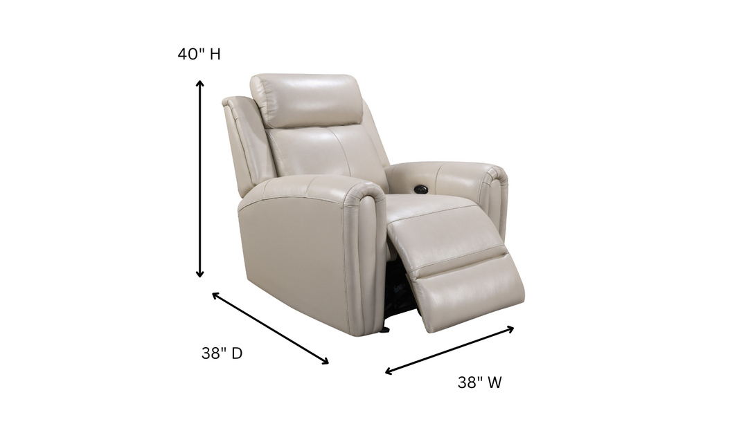 Leather Italia Jonathan Glider Recliner Chair in Cream