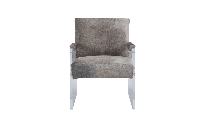 Brickell Leather Upholstered Accent Chair in Natural Gray