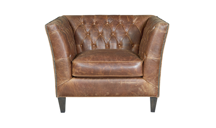 Universal Furniture Duncan Brown Leather Chair with Button-tufted Backrest