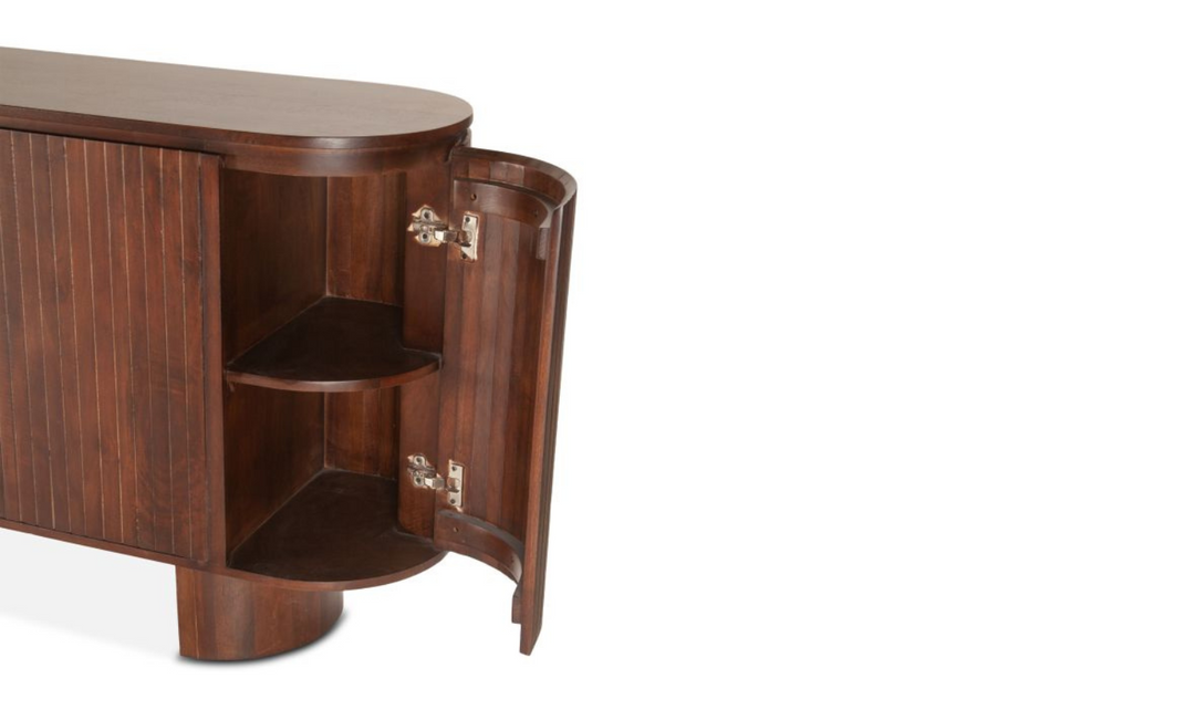 HTD Athena 79" Sideboard in Aged Mahogany Finish + Mango Wood Construction- Jennifer Furniture