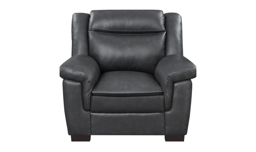 Coaster Arabella Faux Leather Upholstered Living Room Set in Black