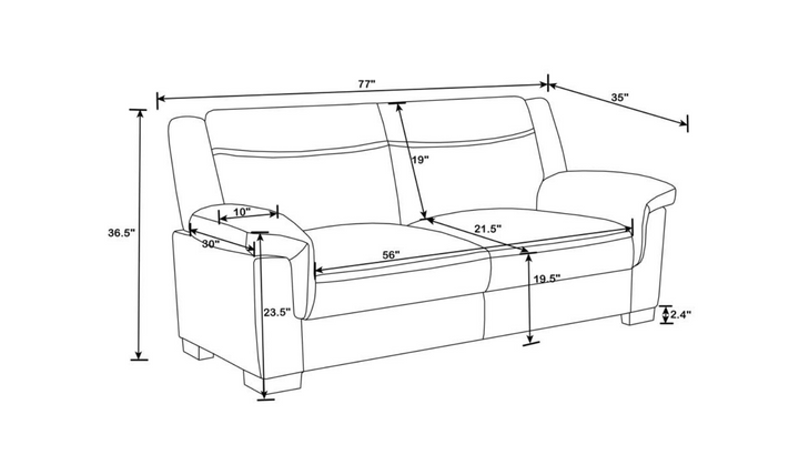 Coaster Arabella 2-Seater Leather Stationary Sofa  in Gray