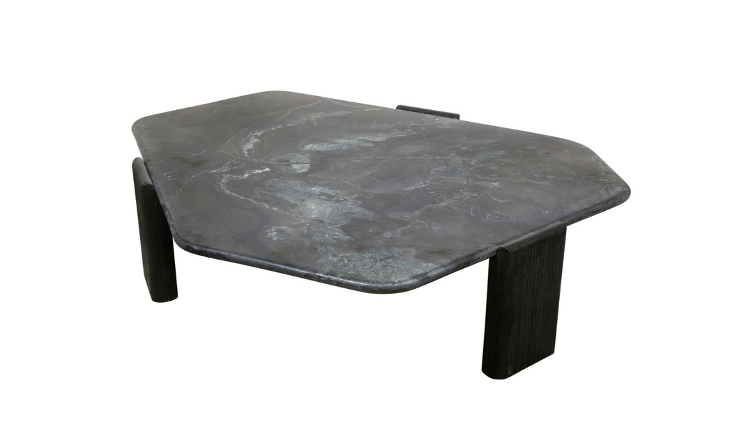 HTD Breton 64" Hexagonal Coffee Table with Lava Marble Top- Jennifer Furniture