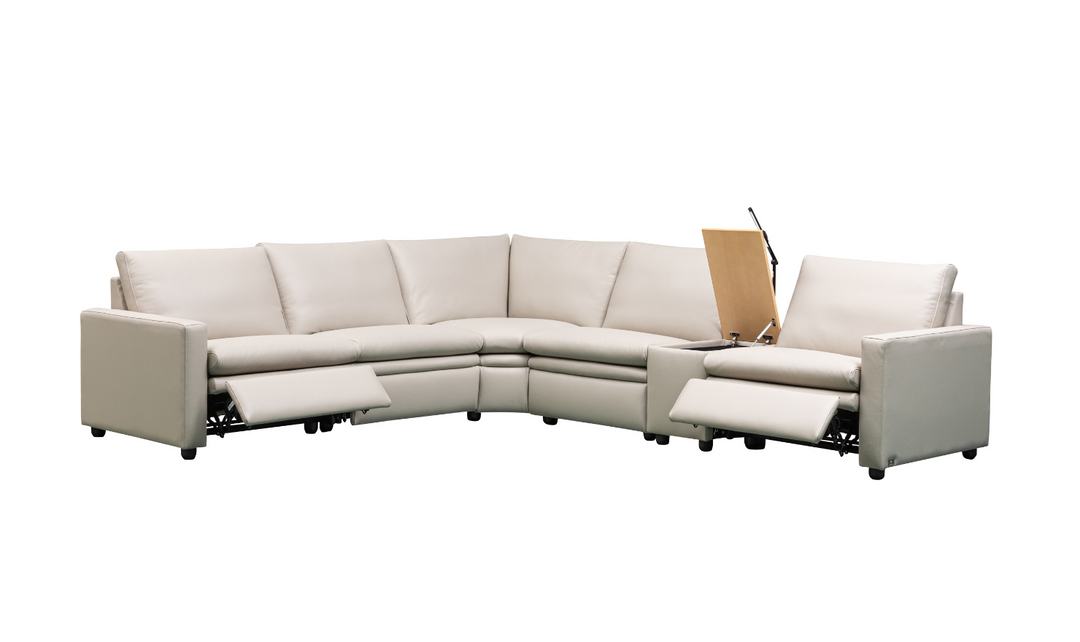 Klaussner Roma 6 Piece Beige Leather Power Reclining Sectional Sofa