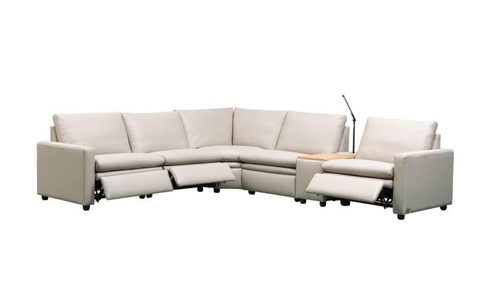 Klaussner Roma 6 Piece Beige Leather Power Reclining Sectional Sofa