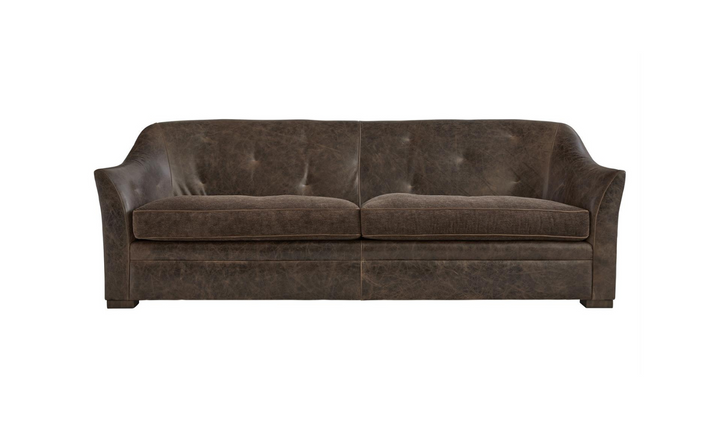 Bernhardt Brixton 2-seater Brown Leather Sofa with Luxe Feather Down Cushion- Jennifer Furniture