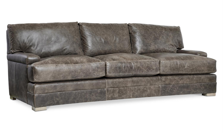 Bernhardt Burnham 3-Seater Leather Sofa in Distressed Brown