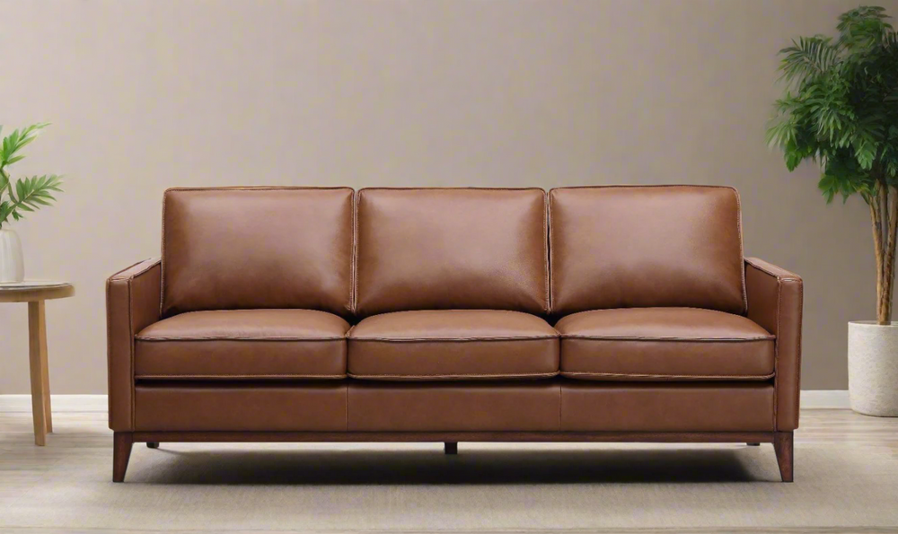 Leather Italia Georgetowne Weston 3-Seater Saddle Leather Sofa in Brown