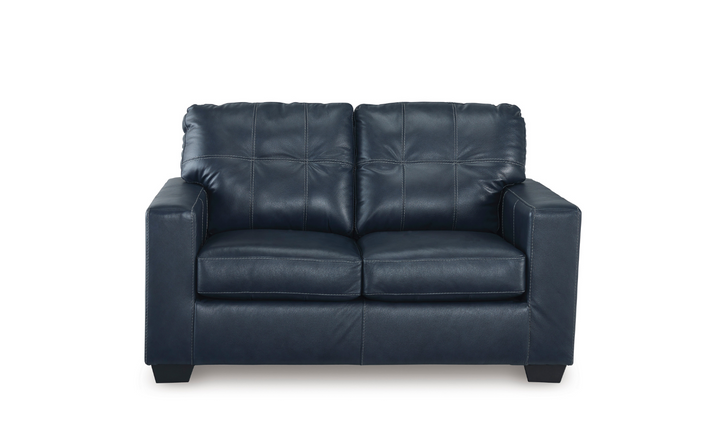 Modern Heritage Santorine Leather Loveseat with Track Arms