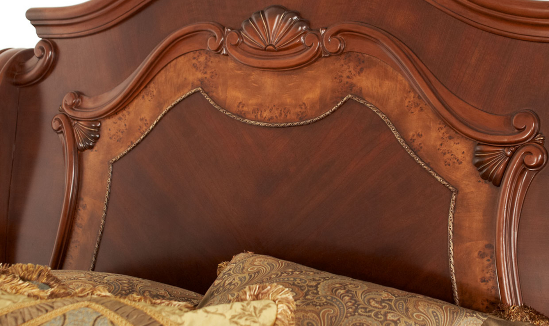 AICO Cortina Sleigh Bed in Honey Walnut Finish