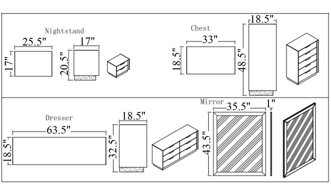 Monte Leone King/Queen Size Bed Bedroom Set- Jennifer Furniture