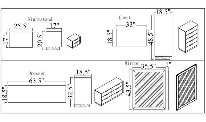 Monte Leone King/Queen Size Bed Bedroom Set- Jennifer Furniture