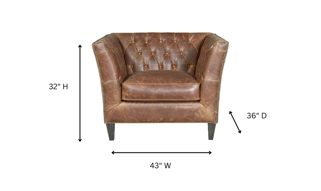 Universal Furniture Duncan Brown Leather Chair with Button-tufted Backrest