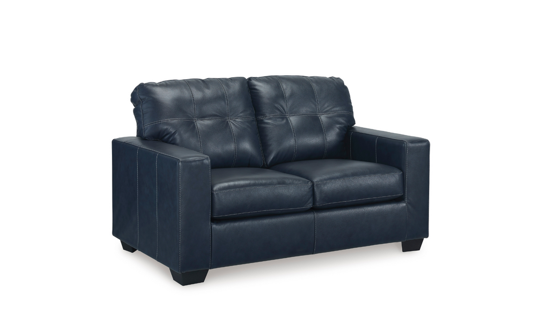 Modern Heritage Santorine Leather Loveseat with Track Arms