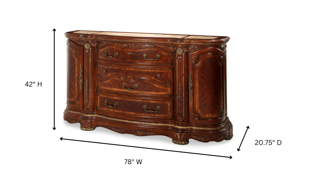 AICO Cortina 3 Drawer Wooden Dresser in Honey Walnut Finish