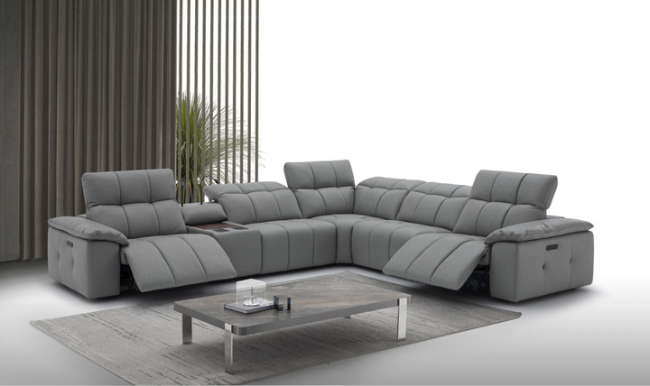 Beaumont 6 Pieces Leather Power Recliner Sectional Sofa in Premium Leather- Jennifer Furniture