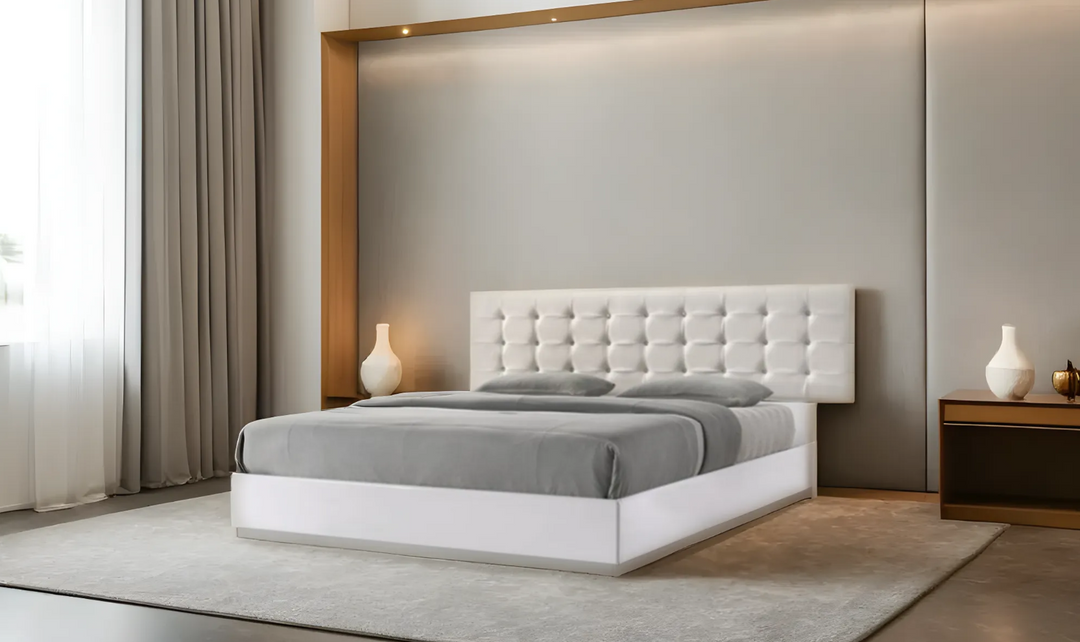 Calisson Upholstered Headboard Bed (King, and Queen Size)