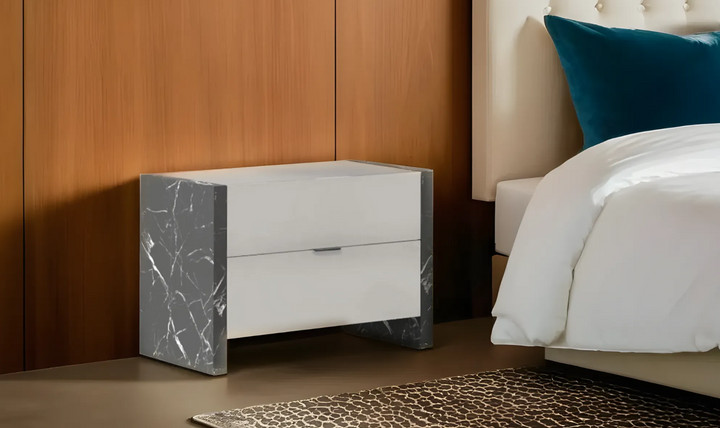 Jennifer Italia Mah Jong 2-Drawers Nightstand in Gray-Jennifer Furniture