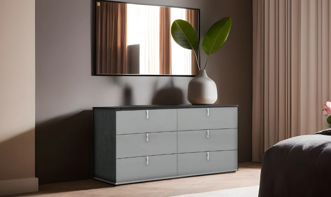 Jennifer Italia Tiramolla 6 Drawer Dresser in Gray-Jennifer Furniture