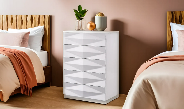 Jennifer Italia Bubble 5 Drawer Chest in White-Jennifer Furniture