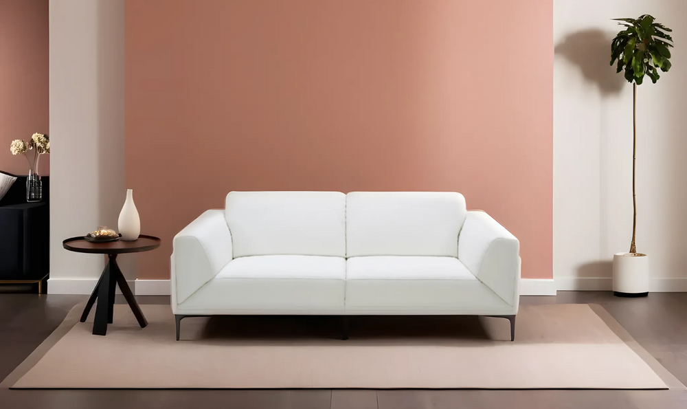 Jennifer Italia Groove 2-Seater Stationary Leather Sofa in White-Jennifer Furniture