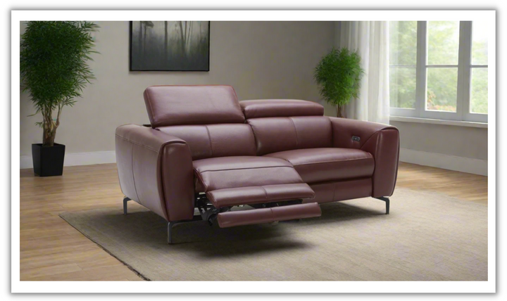 Lorenzo Italian Leather Reclining Loveseat- Jennifer Furniture