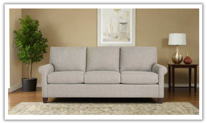 Bassett Spencer Casual Sofa with Rolled Arms- Jennifer Furniture