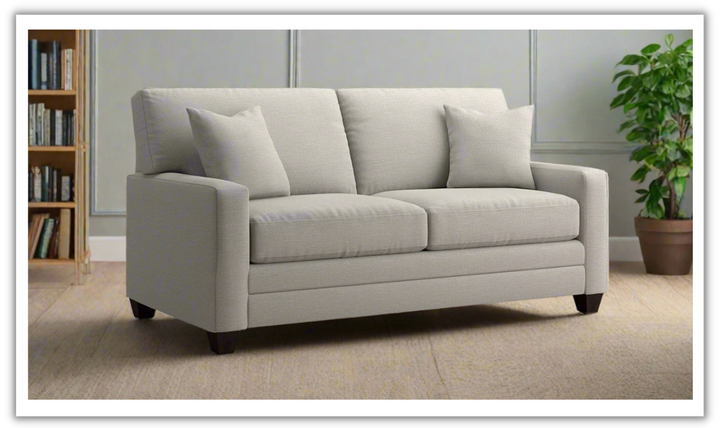 Bassett Carolina Stationary Fabric Sofa with Thin Track Arm in Gray- Jennifer Furniture