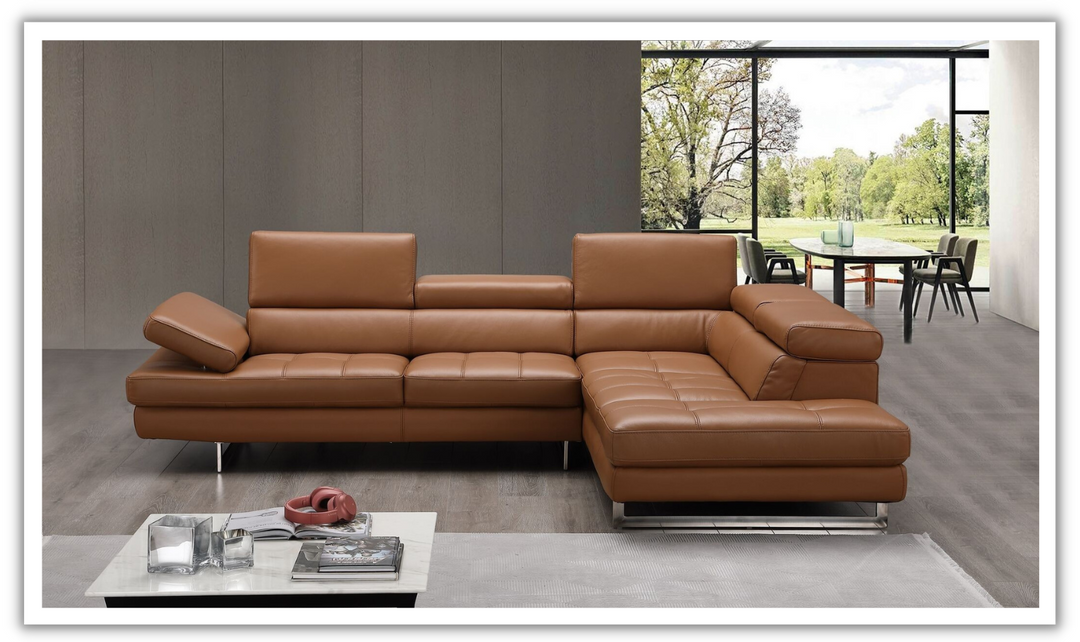 Jennifer Italia Temps Calme 3-Seater Leather Sectional Sofa with Adjustable Headrest- Jennifer Furniture