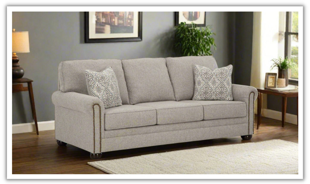 Modern Heritage Gaelon Gray 3-Seater Fabric Queen Sofa Sleeper