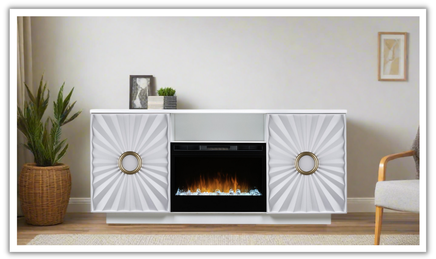 Smart Furniture Sunrise Console with Electric Fireplace