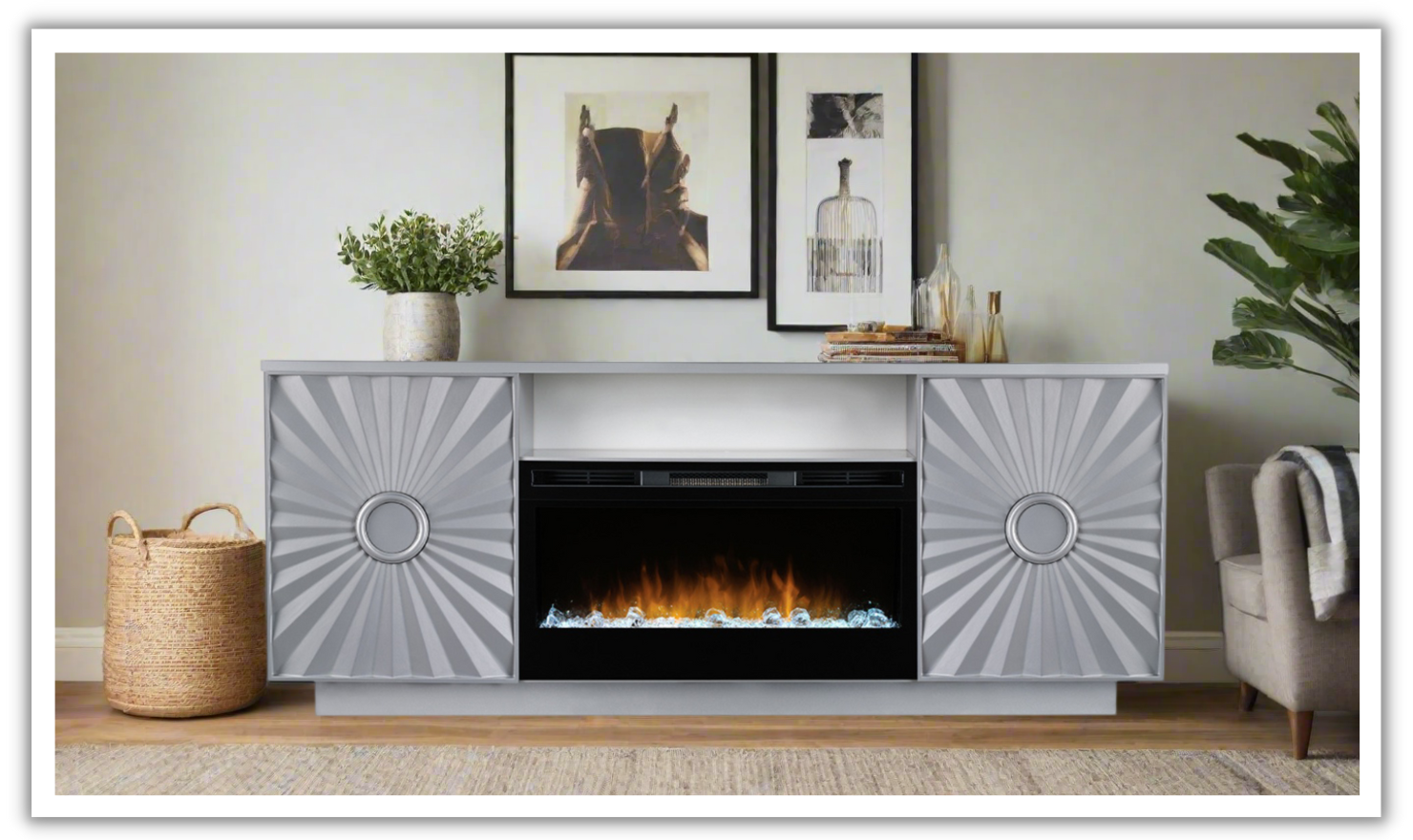 Smart Furniture Sunrise Console with Electric Fireplace