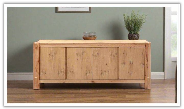 HTD Flagstaff 4 Door Buffet in Natural Distressed Oak