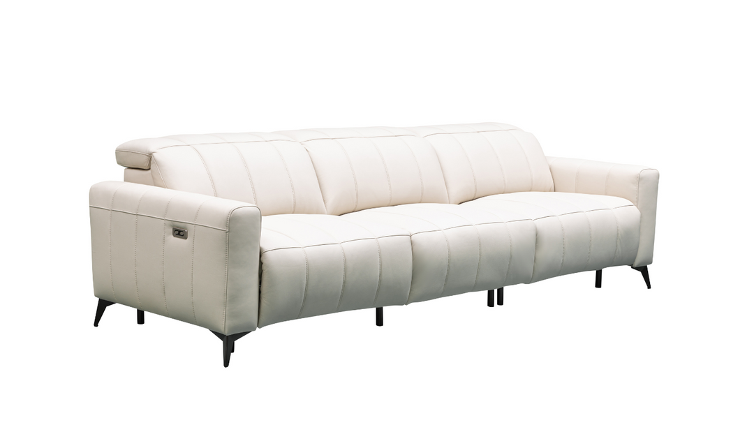 Klaussner Capri Beige 3 Seater Power Reclining Sofa With Adjustable Headrests