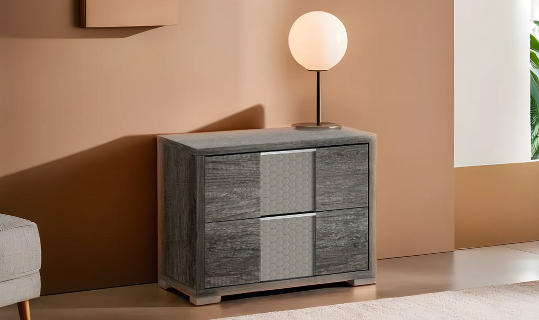 Portofino Premium 2-Drawers Wooden Nightstand In Square Legs - Jennifer Furniture